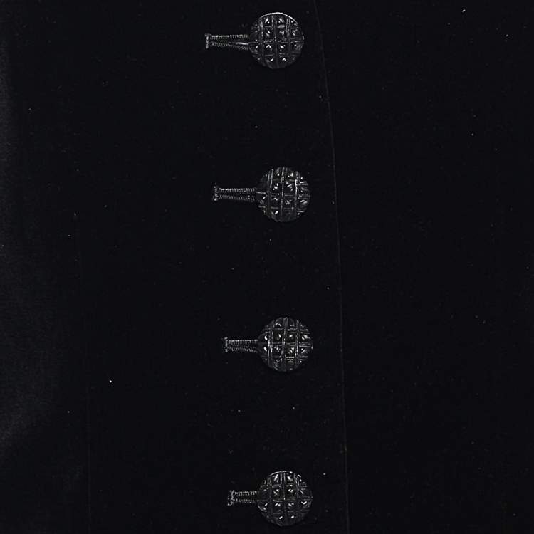 Pre Owned Saint Laurent Black Velvet Button Front Jacket L