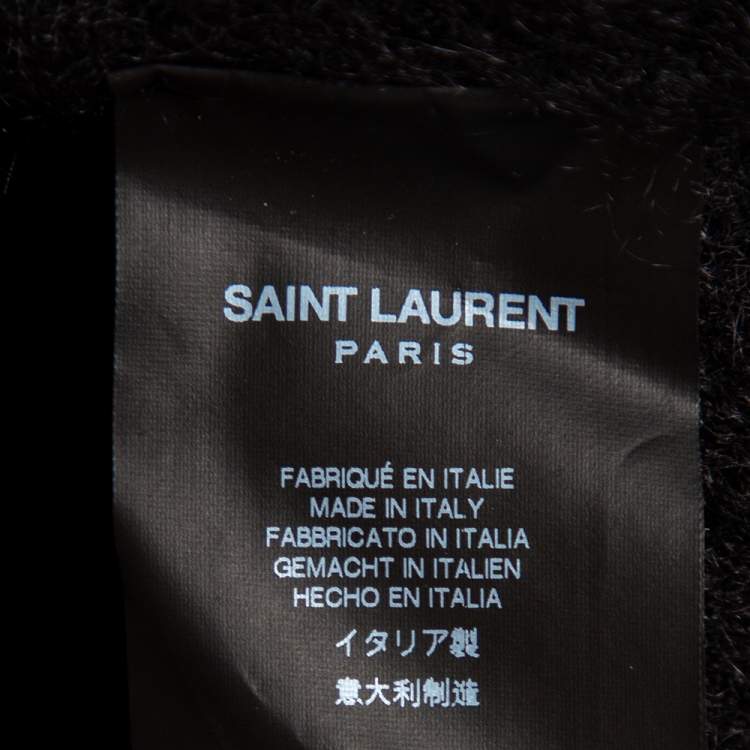 Pre Owned Saint Laurent Black Mohair Stud Embellished Neck Detailed Sweater XL