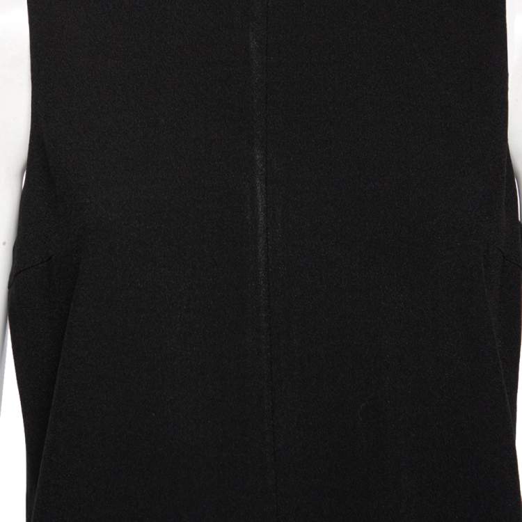 مملوكة مسبقًا Saint Laurent Black Crepe Tiered Detail Pleated Sleeveless Dress M