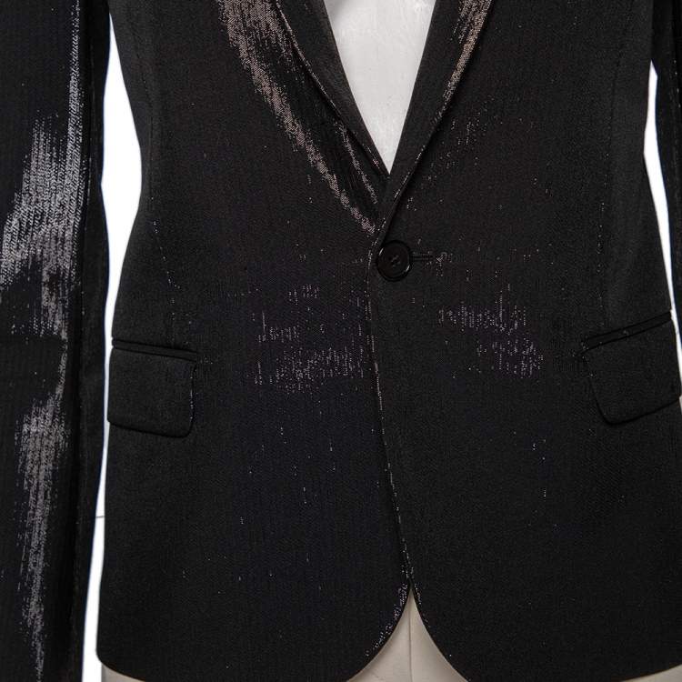 Pre Owned Saint Laurent Black Lurex Single Breasted Blazer S