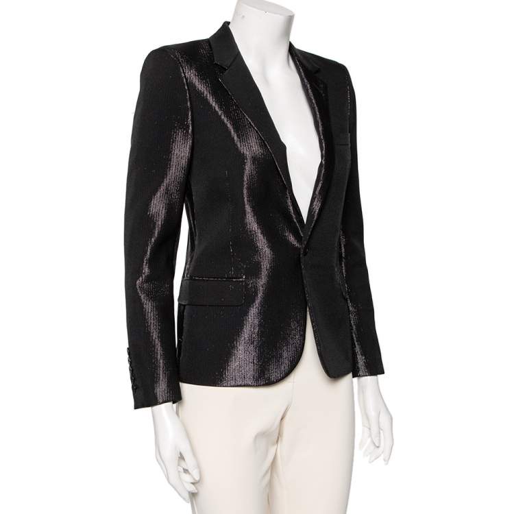 Pre Owned Saint Laurent Black Lurex Single Breasted Blazer S