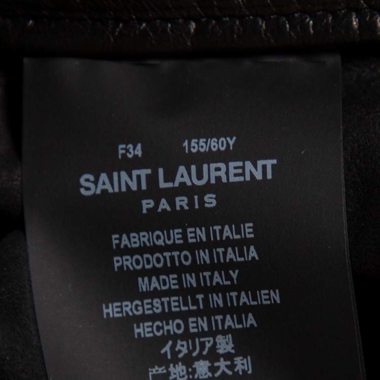 Pre Owned Saint Laurent Black Leather Lace-Up Detail Fringed Mini Skirt S