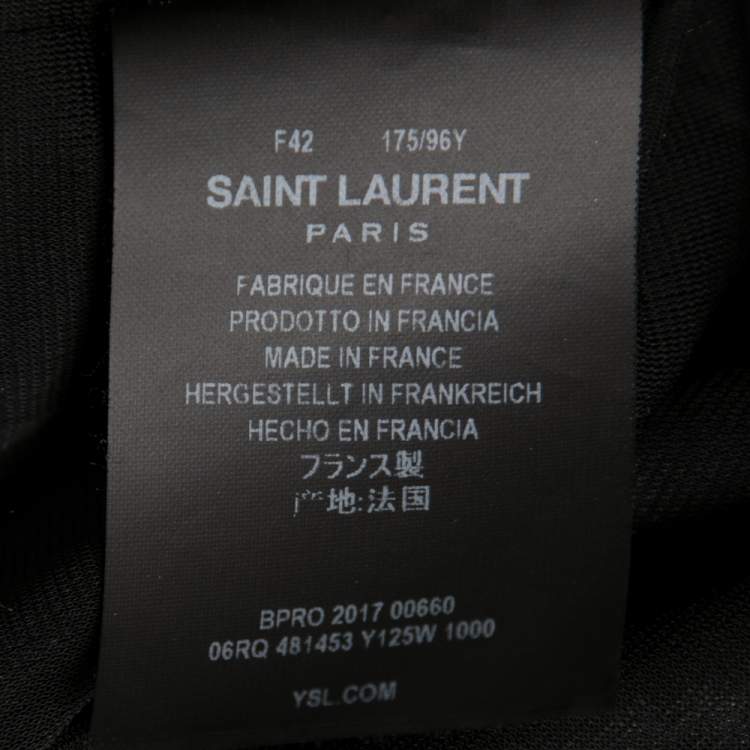 Pre Owned Saint Laurent Black Crape & Satin Ruched Detailed Dress L
