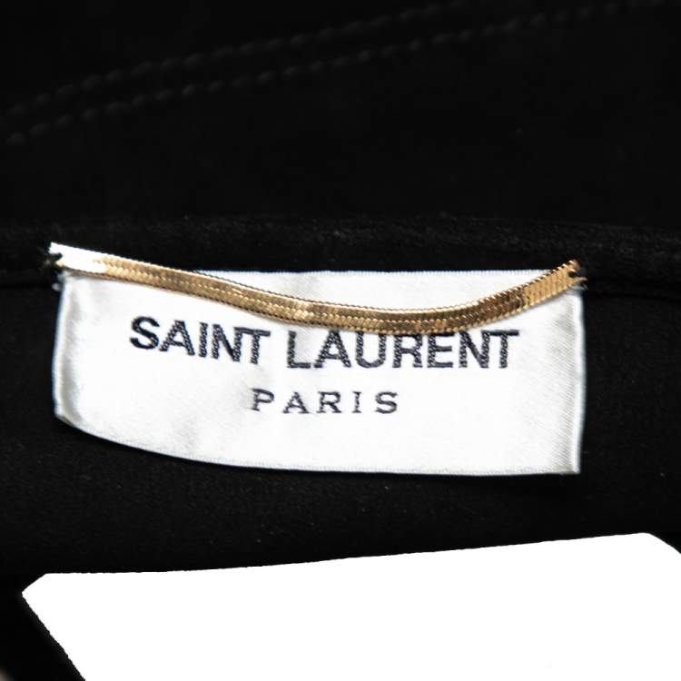Pre Owned Saint Laurent Black Suede Lace-Up Bustier Top M