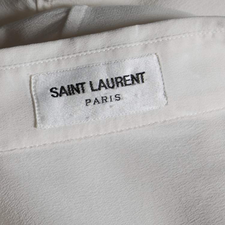 Pre Owned Saint Laurent Paris Off White Silk Button Front Shirt L