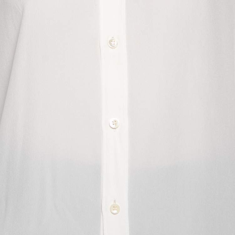 Pre Owned Saint Laurent Paris Off White Silk Button Front Shirt L