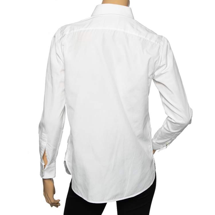 Pre Owned Saint Laurent White Cotton Full Sleeve Shirt M