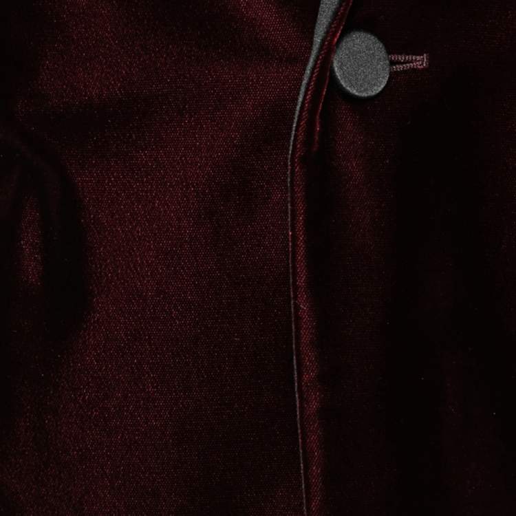 Pre Owned Saint Laurent Burgundy Velvet & Satin Lapel Detailed Blazer L