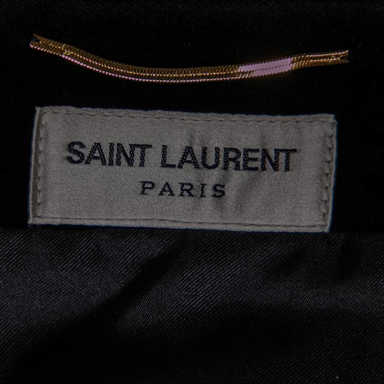 Pre Owned Saint Laurent Black Velvet Stud Embellished Asymmetric Mini Skirt L