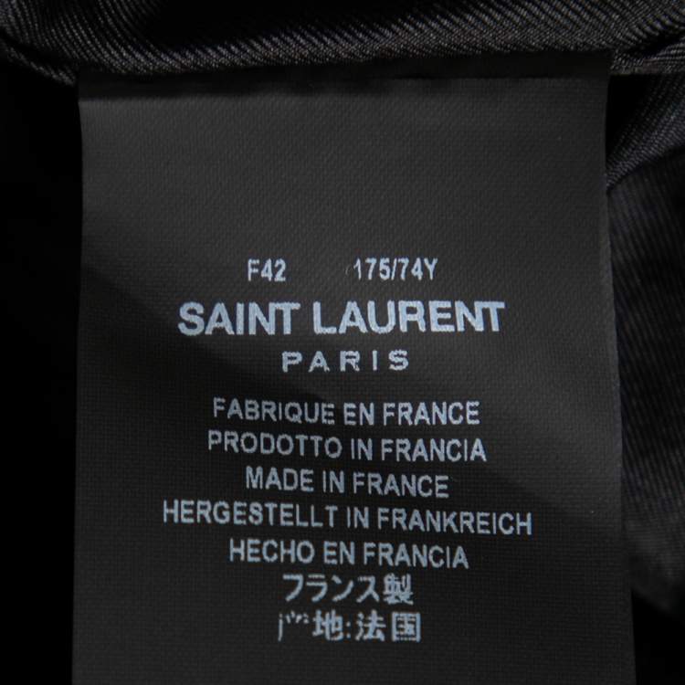 Pre Owned Saint Laurent Black Velvet Stud Embellished Asymmetric Mini Skirt L