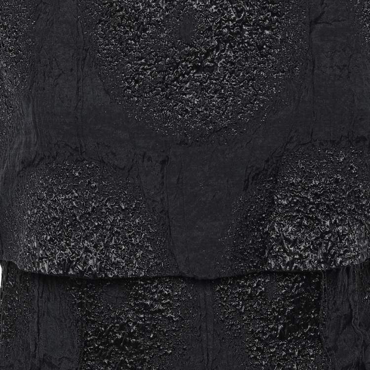 Pre Owned Yves Saint Laurent Black Textured Silk Overlay Detail Sleeveless Midi Dress M