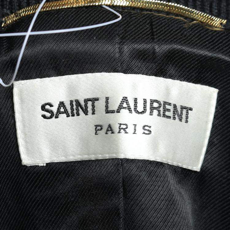 Pre Owned Saint Laurent Black Wool Varsity Jacket M