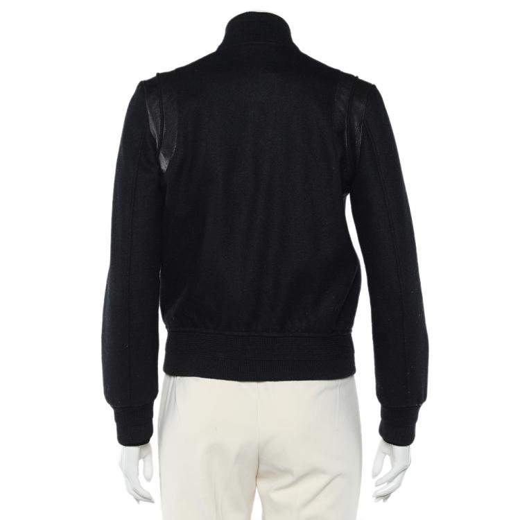 Pre Owned Saint Laurent Black Wool Varsity Jacket M