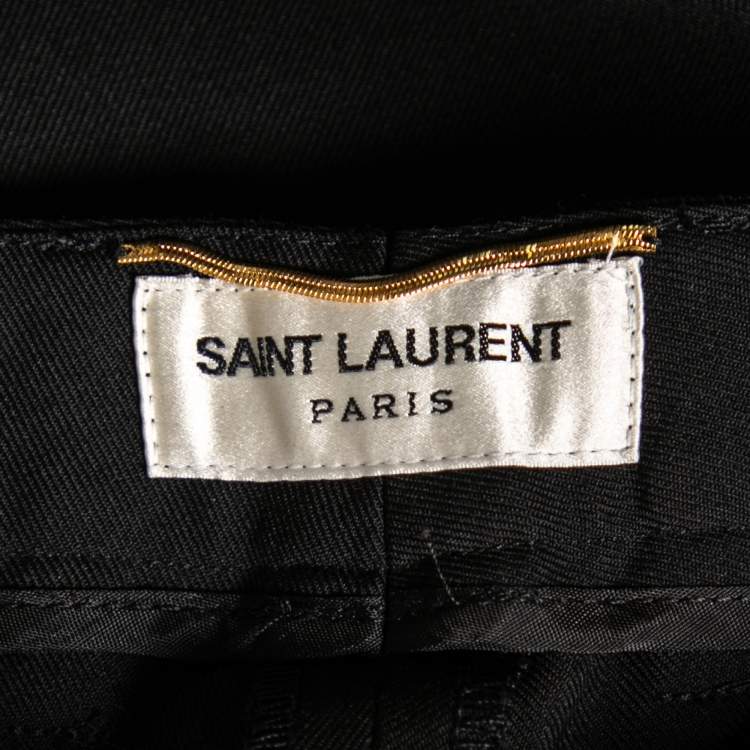Pre Owned Saint Laurent Black Wool Zipped Hem Detailed Tapered Pants L