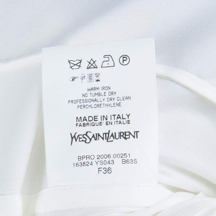 Pre Owned Saint Laurent Paris Off White Textured Placket Detail Long Sleeve Shirt S