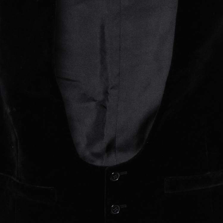 Pre Owned Saint Laurent Black Velvet Belted Back Vest Waistcoat L