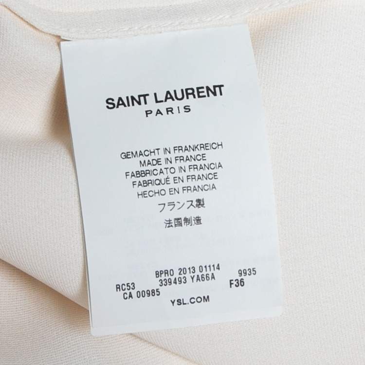 Pre Owned Saint Laurent Cream Silk Crepe Strapless Asymmetric Maxi Dress S