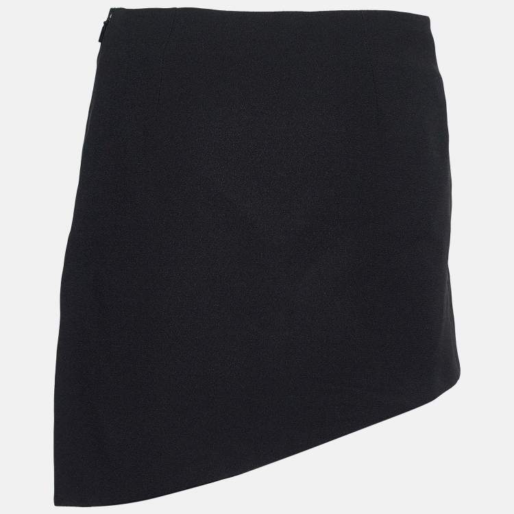 Pre Owned Saint Laurent Black Crepe Sable Asymmetric Mini Skirt S
