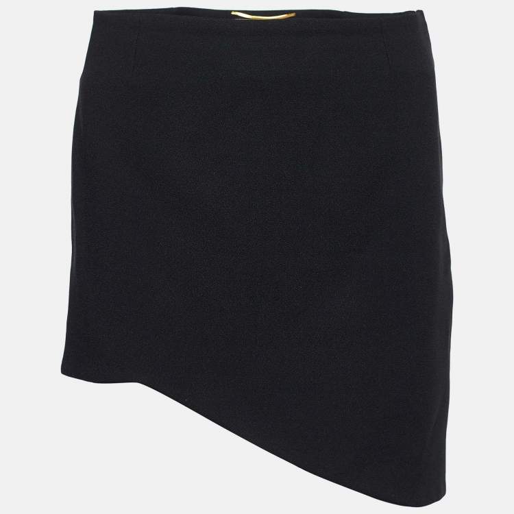 Pre Owned Saint Laurent Black Crepe Sable Asymmetric Mini Skirt S