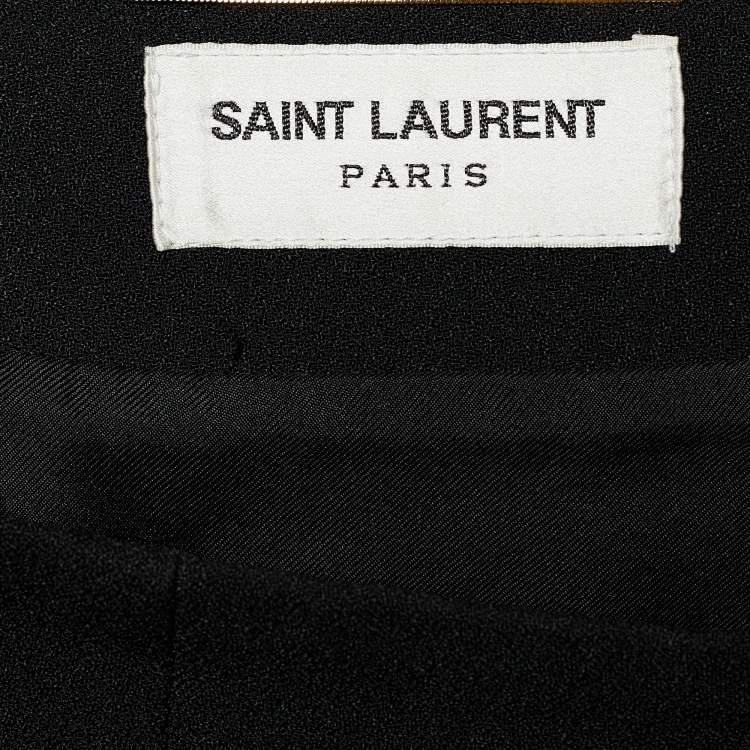 Pre Owned Saint Laurent Black Crepe Sable Asymmetric Mini Skirt S