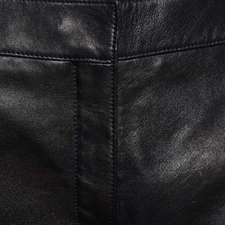 Pre Owned Saint Laurent Black Leather Shorts M