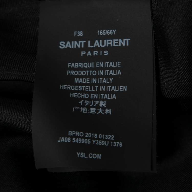 Pre Owned Saint Laurent Black Star Print Silk Ruffled Skirt M