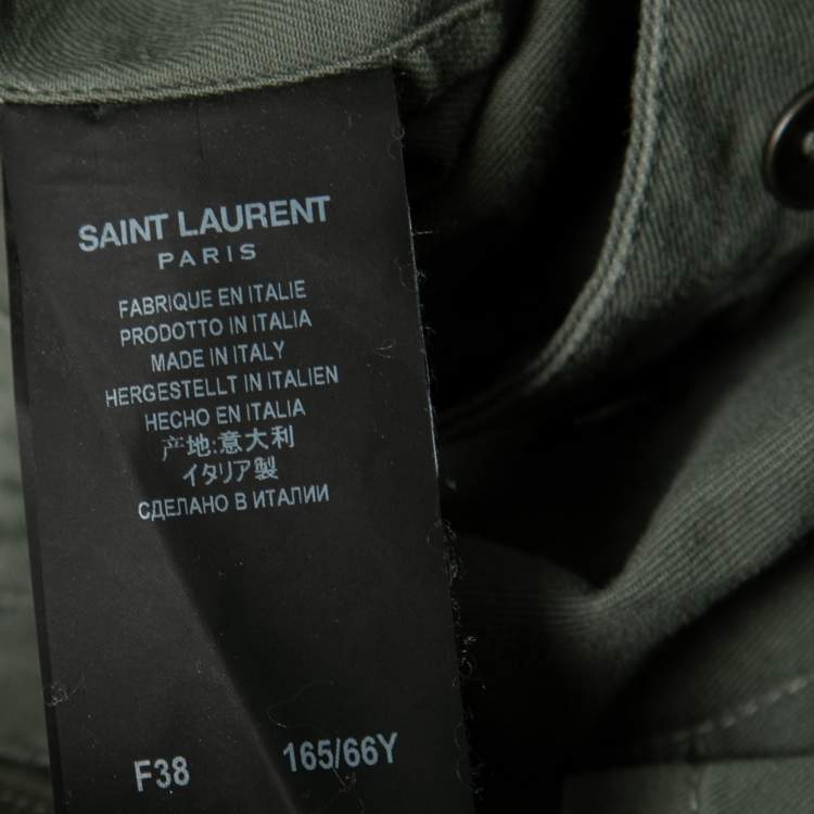 Pre Owned Saint Laurent Military Green Canvas Cargo Pants M