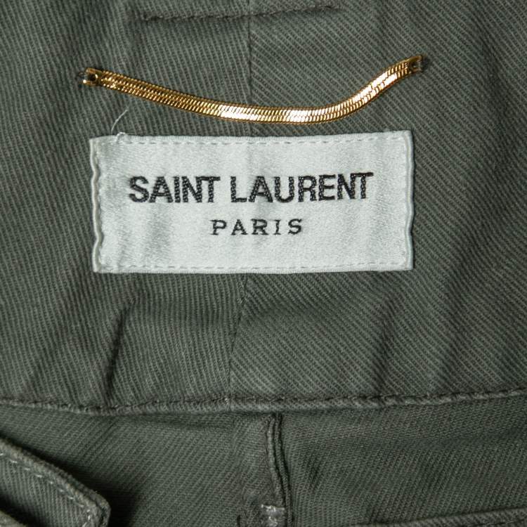 Pre Owned Saint Laurent Military Green Canvas Cargo Pants M