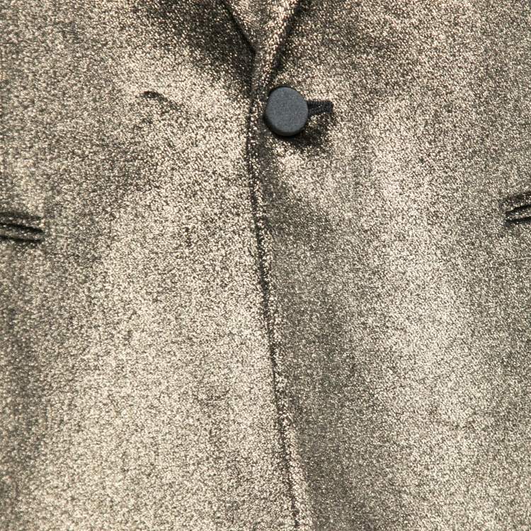 Pre Owned Saint Laurent Gold Sparkly Cotton Long Sleeve Blazer XXL