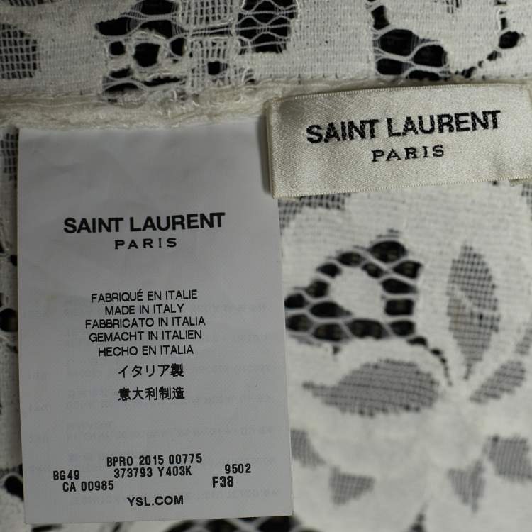 Pre Owned Saint Laurent White Lace Sleeveless Blouse M