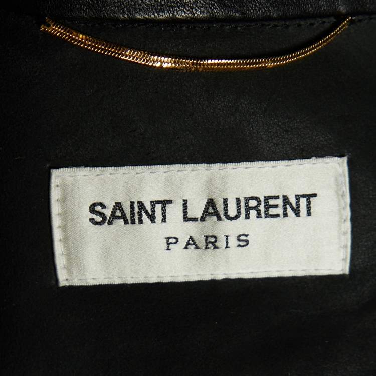 Pre Owned Saint Laurent Black Leather Button Front Shirt S