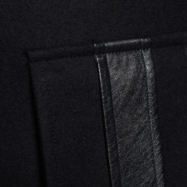 Pre Owned Saint Laurent Black Wool Leather Trimmed Flap Pocket Detailed Jacket M