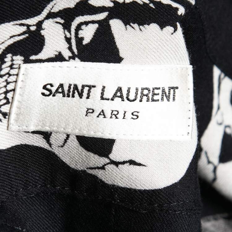 Pre Owned Saint Laurent Black Skull Print Shirt Dress M