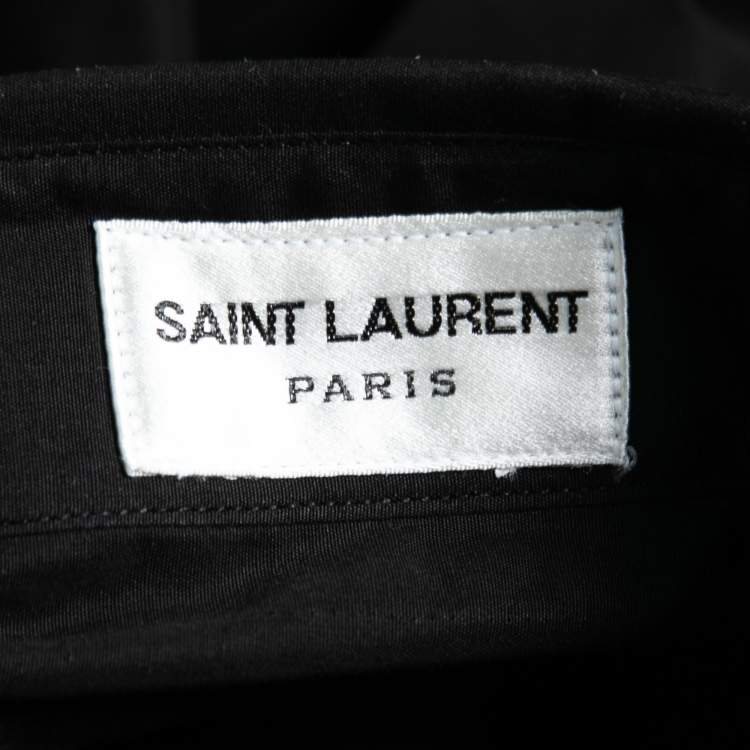 Pre Owned Saint Laurent Black Poplin Button Front Shirt L