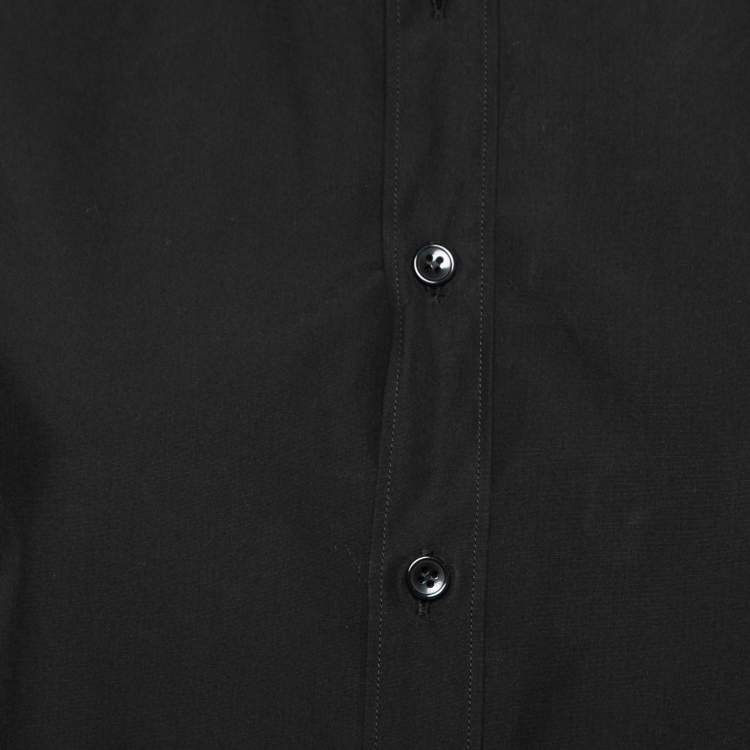 Pre Owned Saint Laurent Black Poplin Button Front Shirt L
