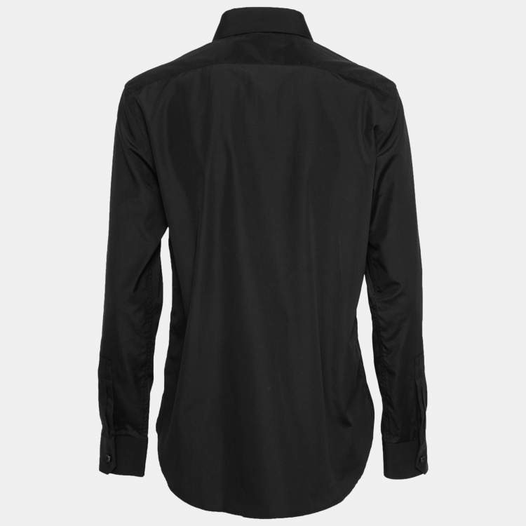Pre Owned Saint Laurent Black Poplin Button Front Shirt L