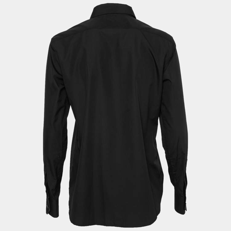 Pre Owned Saint Laurent Black Poplin Button Front Shirt L