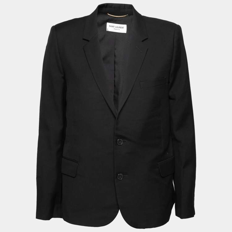 Pre Owned Saint Laurent Black Wool Button Front Blazer XL