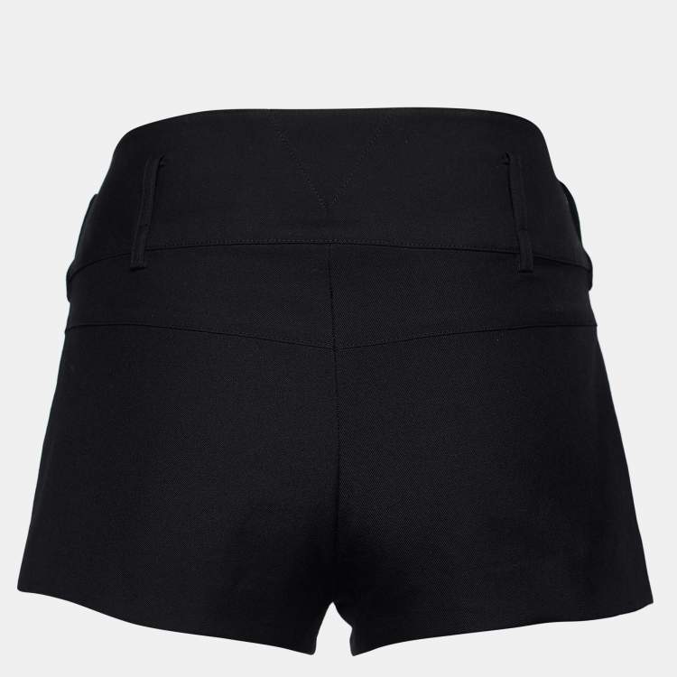 Pre Owned Saint Laurent Black Wool Ribbon Trim Shorts S