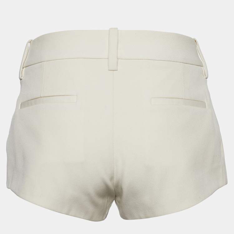 Pre Owned Saint Laurent Ivory Wool Mini Shorts M