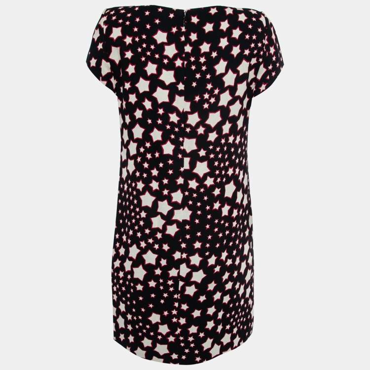 Pre Owned Saint Laurent Paris Star Print Crepe Mini Dress M  