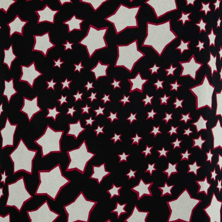 Pre Owned Saint Laurent Paris Star Print Crepe Mini Dress M  