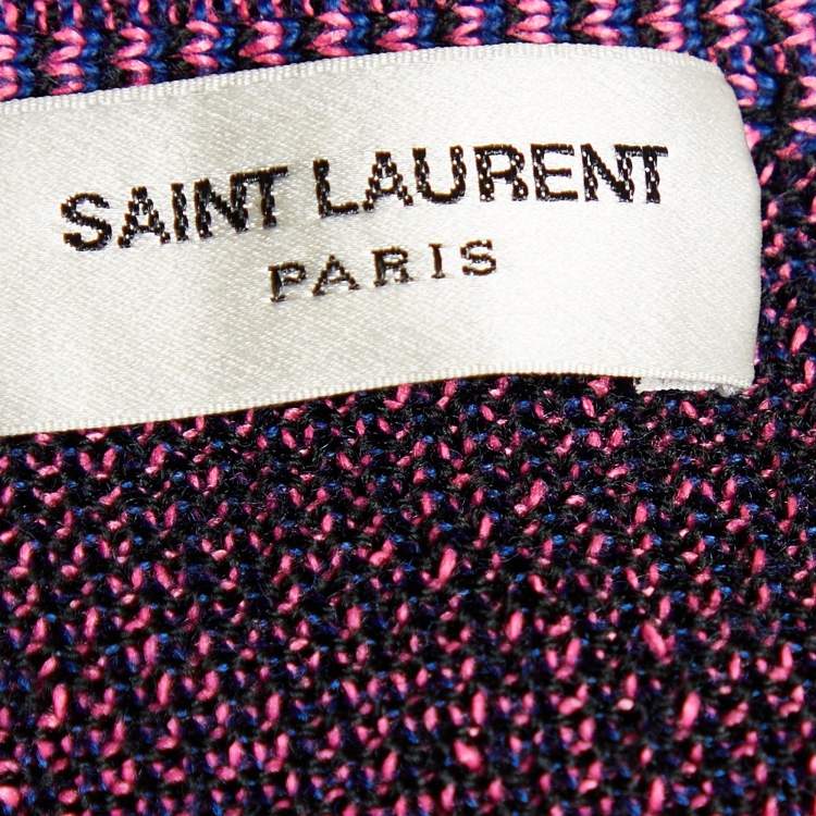 Pre Owned Saint Laurent Black Rose Jacquard Knit Button Front Cardigan M
