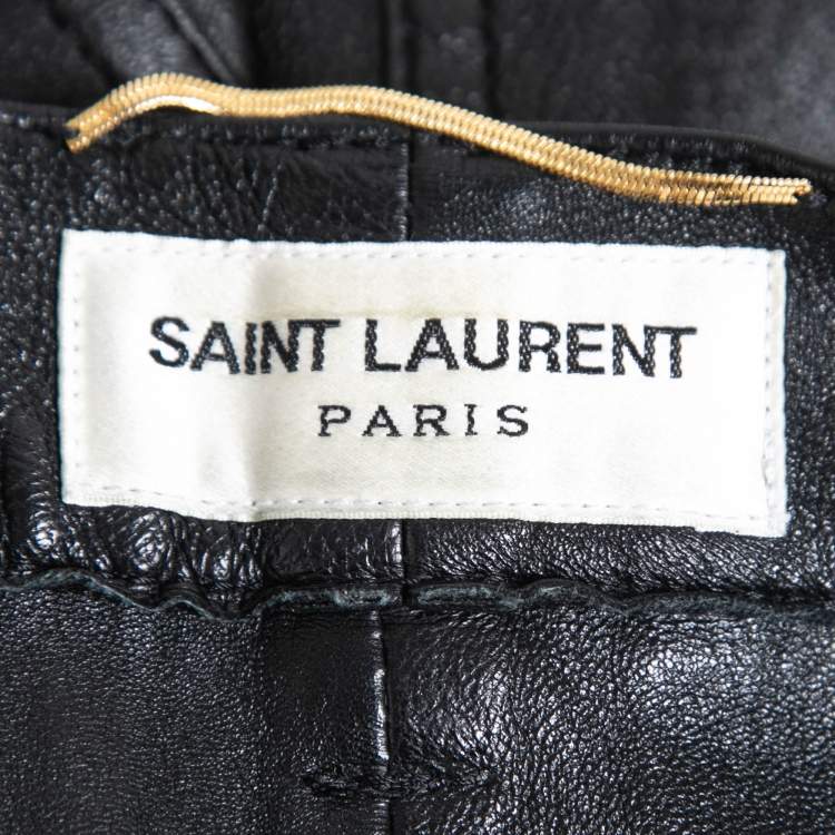 Pre Owned Saint Laurent Black Leather Skinny Fit Pants M