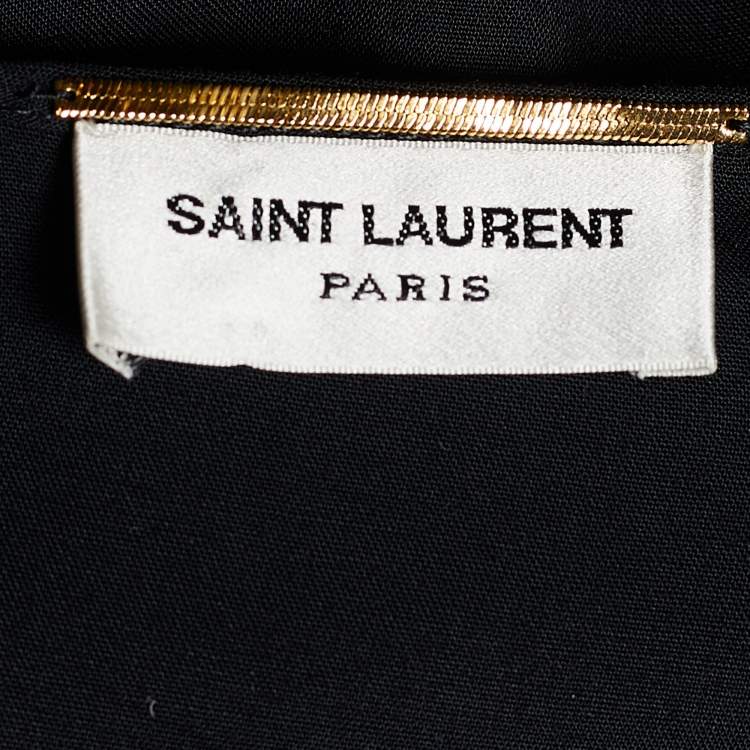 Pre Owned Saint Laurent Paris Black Tassel Embellished Long Sleeve Top S