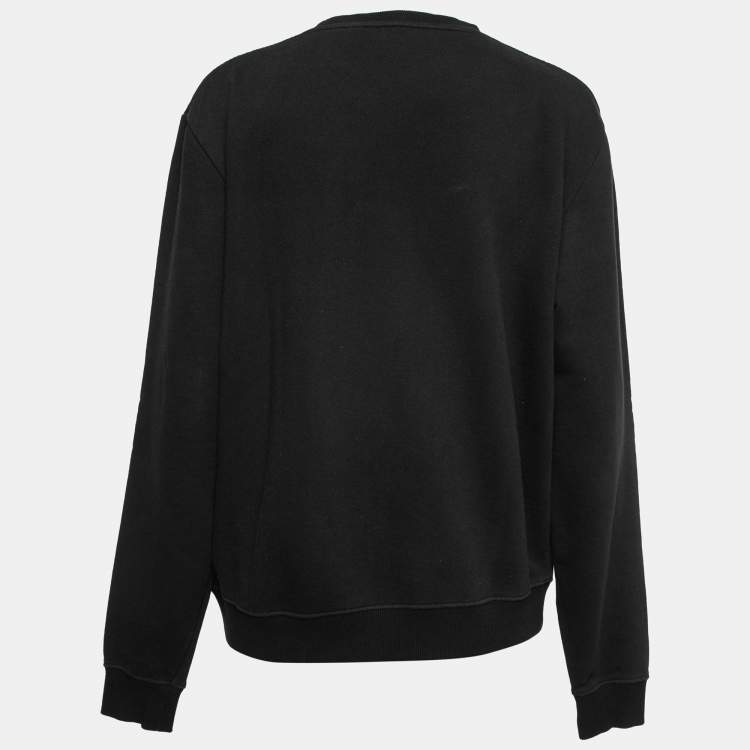 Pre Owned Saint Laurent Black Logo Printed Cotton Sweatshirt XL