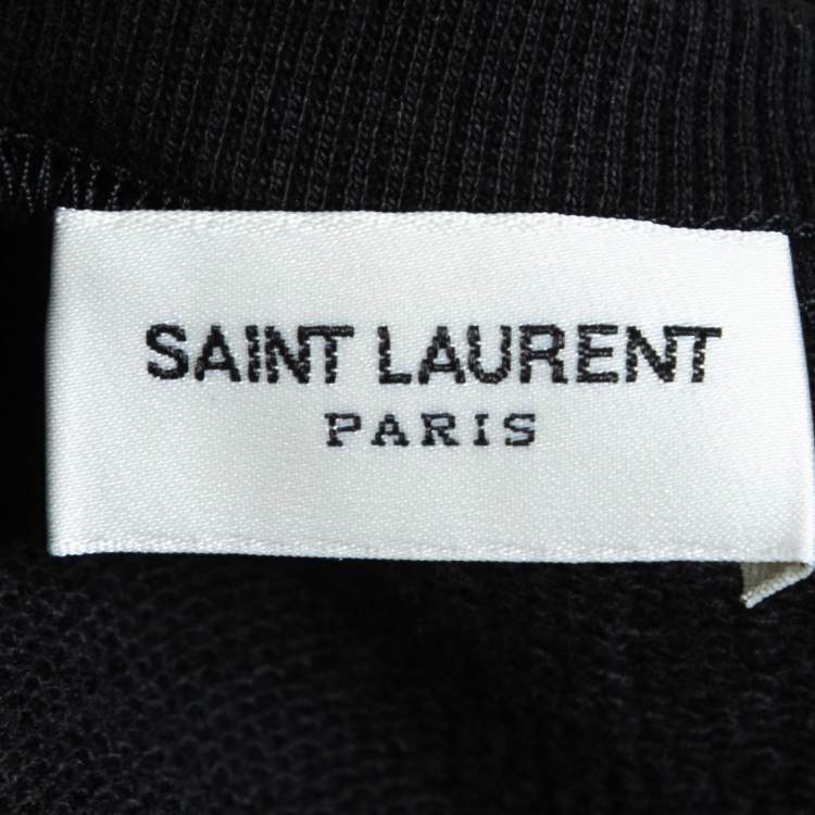 Pre Owned Saint Laurent Paris Black Palm Trees Print Cotton Sweatshirt L
