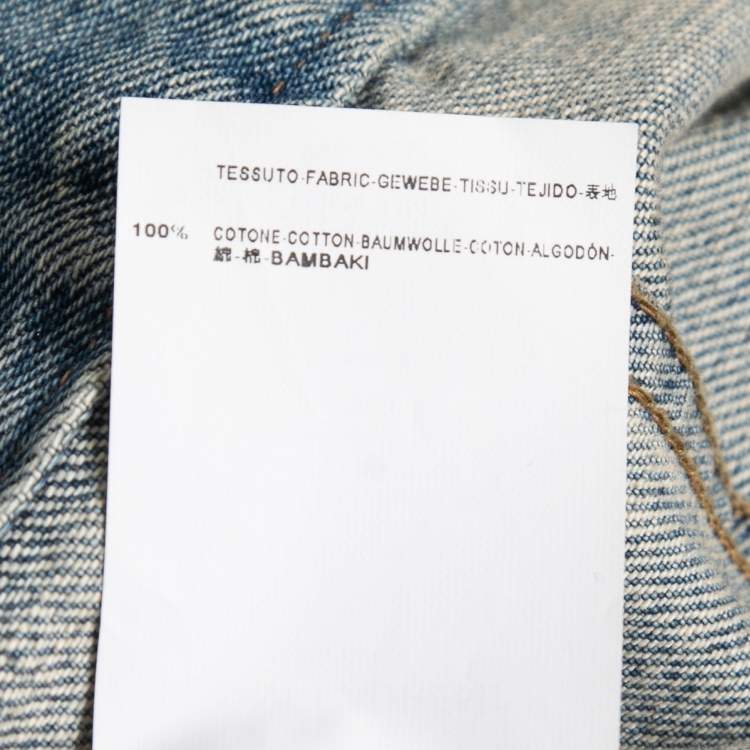 Pre Owned Saint Laurent Paris Blue Destroyed Effect Denim Jacket M