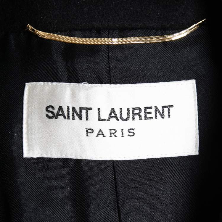 Pre Owned Saint Laurent Paris Black Wool Double-Breasted Coat S