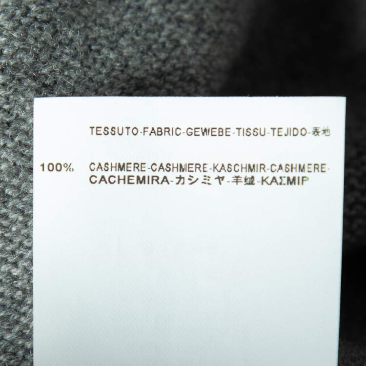 Pre Owned Saint Laurent Grey Cashmere Pleated Detail Shift Dress L